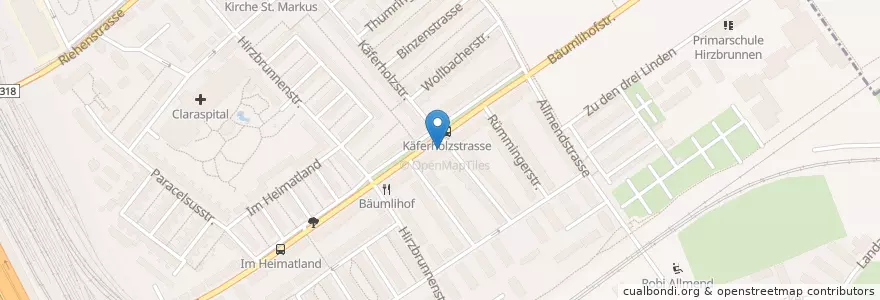 Mapa de ubicacion de Bäumlihof Apotheke en سويسرا, مدينة بازل, Basel.