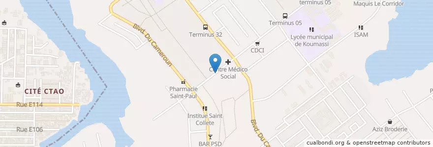 Mapa de ubicacion de Western Union en 科特迪瓦, 阿比让, Koumassi.