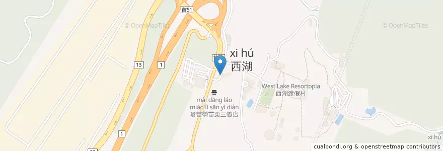 Mapa de ubicacion de 中油加盟車亭加油站 en Taiwan, 臺灣省, 苗栗縣, 三義鄉.