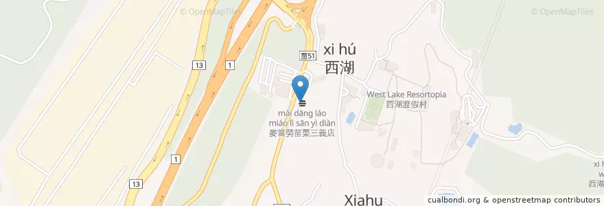 Mapa de ubicacion de 麥當勞苗栗三義店 en تايوان, مقاطعة تايوان, 苗栗縣, 三義鄉.