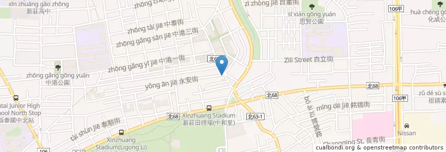 Mapa de ubicacion de 摩斯漢堡 en 台湾, 新北市, 新荘区.
