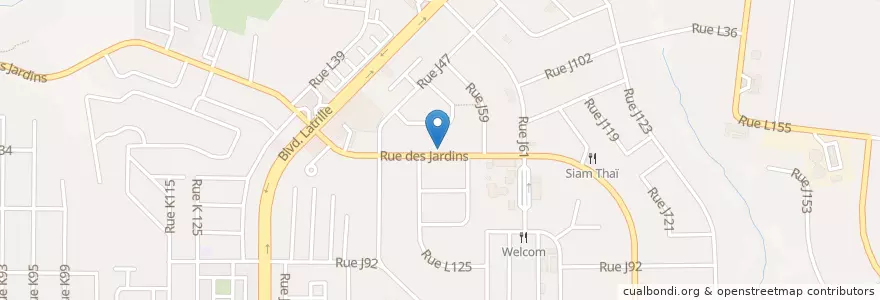 Mapa de ubicacion de Happy lounge en Costa De Marfil, Abiyán, Cocody.