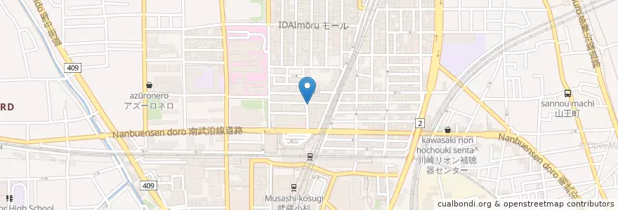 Mapa de ubicacion de ゆり歯科クリニック en Japan, Kanagawa Prefecture, Kawasaki, Nakahara Ward.