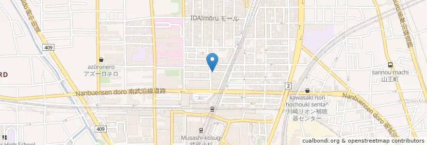 Mapa de ubicacion de 串焼 文福本店 en Japan, 神奈川県, 川崎市, 中原区.