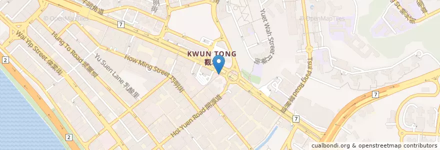 Mapa de ubicacion de 觀塘區 Kwun Tong District en Chine, Guangdong, Hong Kong, Kowloon, Nouveaux Territoires, 觀塘區 Kwun Tong District.