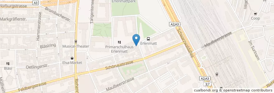 Mapa de ubicacion de Qbarana Lounge Bar en سويسرا, مدينة بازل, Basel.