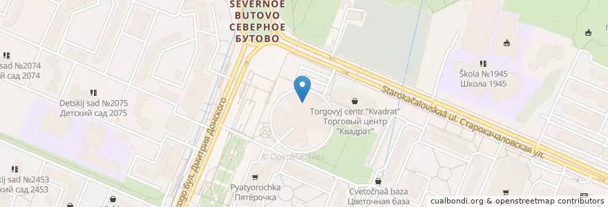 Mapa de ubicacion de Пироговая Штолле en Russie, District Fédéral Central, Moscou, Юго-Западный Административный Округ, Район Северное Бутово.