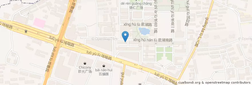 Mapa de ubicacion de 中国银行 en الصين, خوبي, ووهان, 洪山区, 珞南街道.