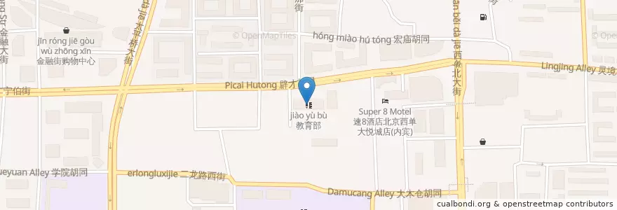 Mapa de ubicacion de 教育部 en China, Pequim, Hebei, 西城区.