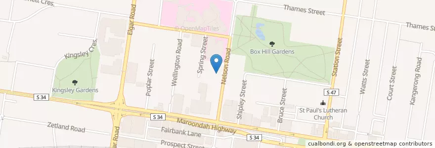 Mapa de ubicacion de Box Hill Salvation Army en Australia, Victoria, City Of Whitehorse.