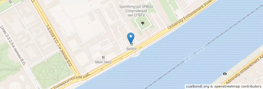 Mapa de ubicacion de Bellini en Russia, Northwestern Federal District, Leningrad Oblast, Saint Petersburg, Василеостровский Район, Округ № 7.