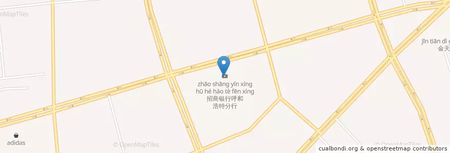Mapa de ubicacion de 招商银行呼和浩特分行 en 中国, 内蒙古自治区, Хөх 呼和浩特市, 新城区, 中山东路街道办.