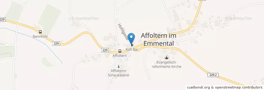 Mapa de ubicacion de Kafi Bar en Suíça, Berna, Verwaltungsregion Emmental-Oberaargau, Verwaltungskreis Emmental, Affoltern Im Emmental.