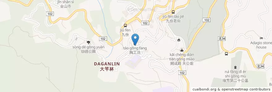 Mapa de ubicacion de 九份茶坊 en Taiwan, Nuova Taipei, Distretto Di Ruifang.