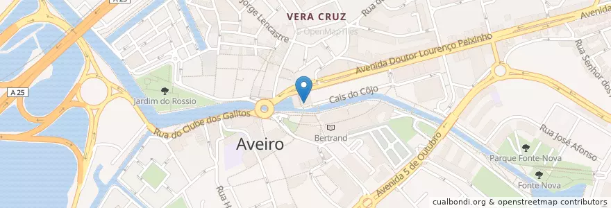 Mapa de ubicacion de Café Cais 25 en Portogallo, Aveiro, Centro, Baixo Vouga, Aveiro, Glória E Vera Cruz.