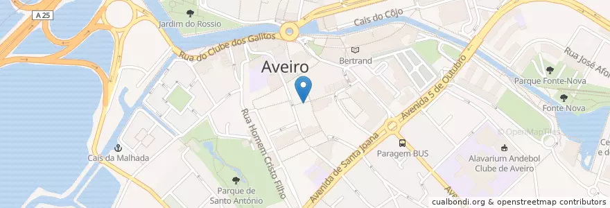 Mapa de ubicacion de Bitoque e Francesinha en Portugal, Aveiro, Centro, Baixo Vouga, Aveiro, Glória E Vera Cruz.