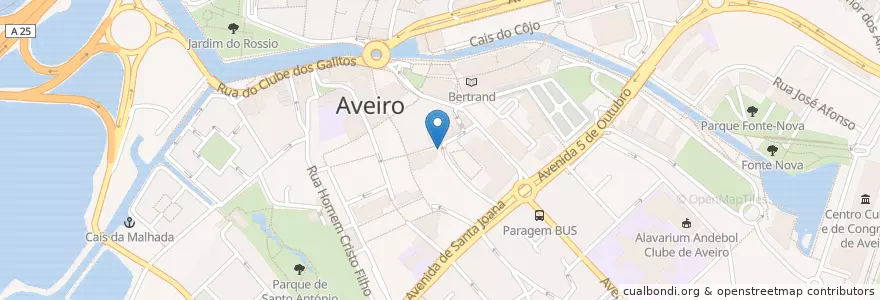 Mapa de ubicacion de Bugas en Portekiz, Aveiro, Centro, Baixo Vouga, Aveiro, Glória E Vera Cruz.