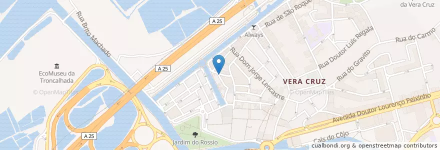 Mapa de ubicacion de A Bateira en Portugal, Aveiro, Centro, Baixo Vouga, Aveiro, Glória E Vera Cruz.