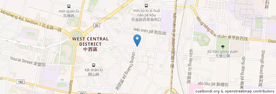 Mapa de ubicacion de 清祺素食點心部 en Taiwan, Tainan, 中西區.