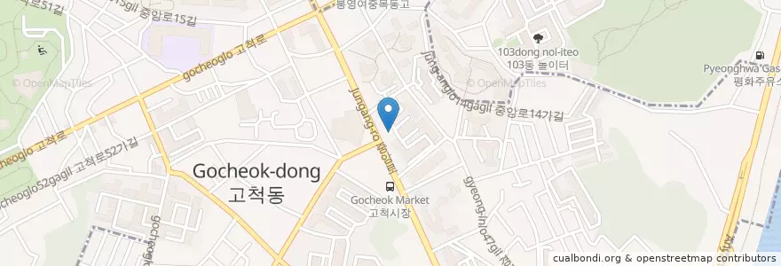 Mapa de ubicacion de 고척동우체국 en 대한민국, 서울, 구로구, 고척1동.