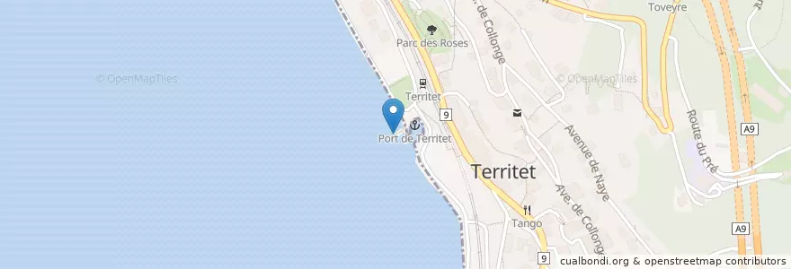 Mapa de ubicacion de Territet (lac) en سويسرا, فود, District De La Riviera-Pays-D’Enhaut, Montreux.