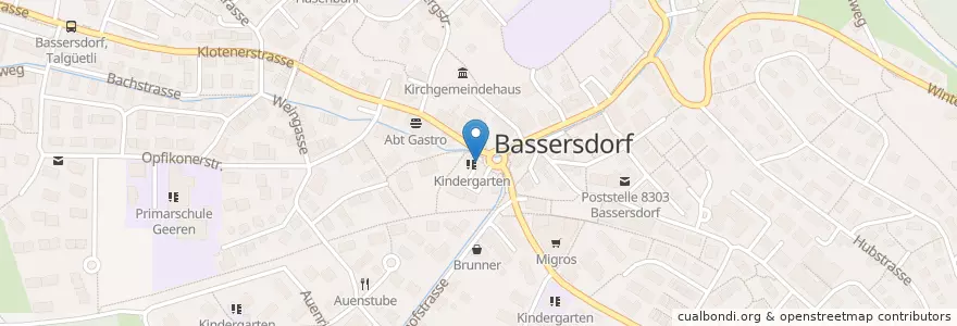 Mapa de ubicacion de Gemeindebibliothek Bassersdorf en 스위스, 취리히, Bezirk Bülach, Bassersdorf.