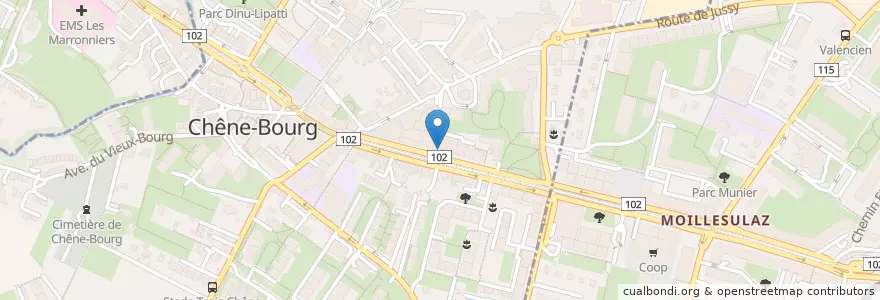Mapa de ubicacion de TEST Genève Laboratoire centre de prélèvement CMSP en スイス, ジュネーヴ, ジュネーヴ, Thônex, Chêne-Bourg.