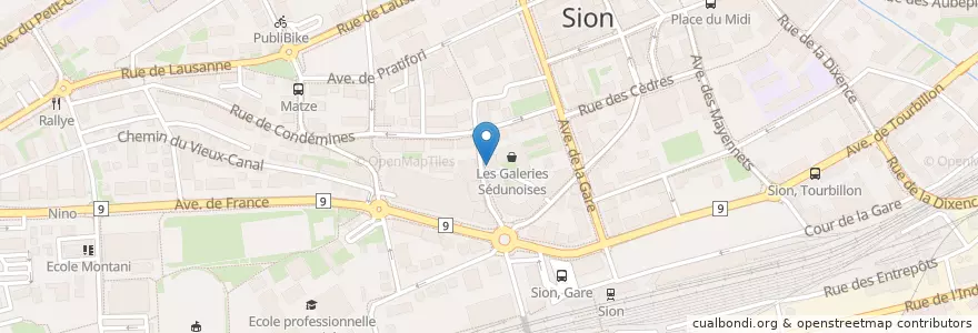 Mapa de ubicacion de Les Galeries en Svizzera, Vallese, Sion, Sion.
