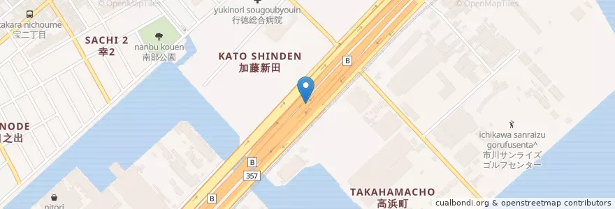 Mapa de ubicacion de 市川PA en Japão, 千葉県, 市川市.