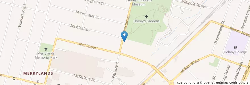 Mapa de ubicacion de Pitt Street Medical Centre en Australia, New South Wales, Sydney, Cumberland City Council.