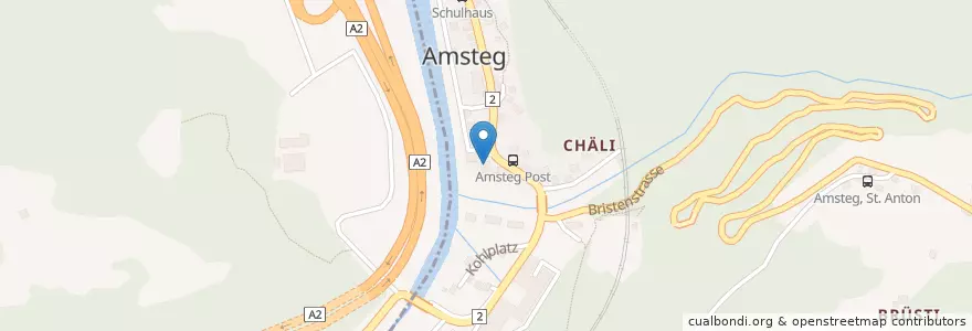 Mapa de ubicacion de Amsteg en Switzerland, Uri, Silenen.