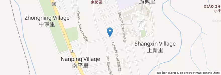 Mapa de ubicacion de 水漣天水煎包 en تایوان, تایچونگ, 東勢區.