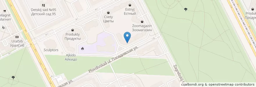Mapa de ubicacion de Шоколад en Russie, District Fédéral Du Nord-Ouest, Oblast De Léningrad, Saint-Pétersbourg, Фрунзенский Район, Георгиевский Округ.