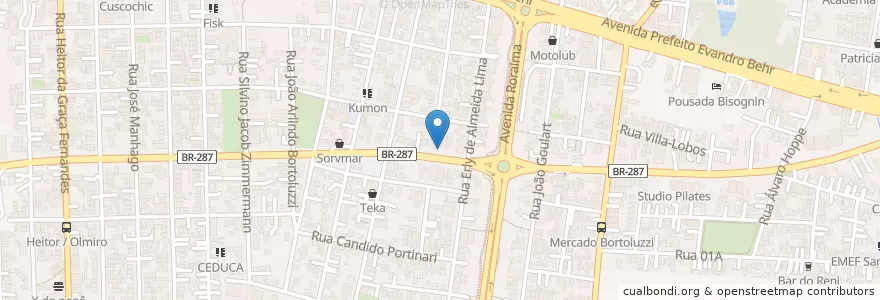 Mapa de ubicacion de Restaurante Chave de Ouro en 巴西, 南部, 南里奥格兰德, Região Geográfica Intermediária De Santa Maria, Região Geográfica Imediata De Santa Maria, Santa Maria.
