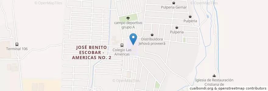 Mapa de ubicacion de Escuela Americas 2 en Nikaragua, Departamento De Managua, Managua (Municipio).