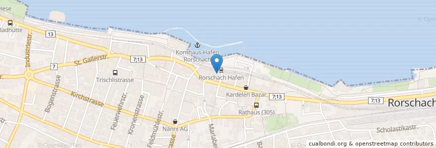Mapa de ubicacion de Hafen Kebab en 瑞士, Sankt Gallen, Wahlkreis Rorschach, Rorschach.