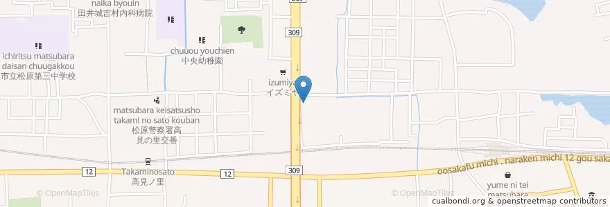 Mapa de ubicacion de 近畿大阪銀行 en Japan, Osaka Prefecture, Matsubara.