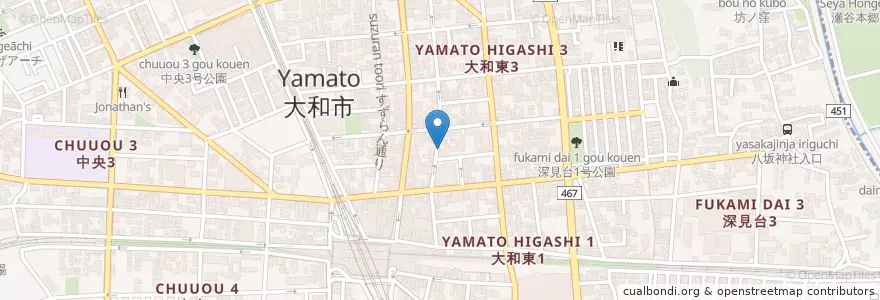 Mapa de ubicacion de 山ぼうし en Japon, Préfecture De Kanagawa, 大和市.