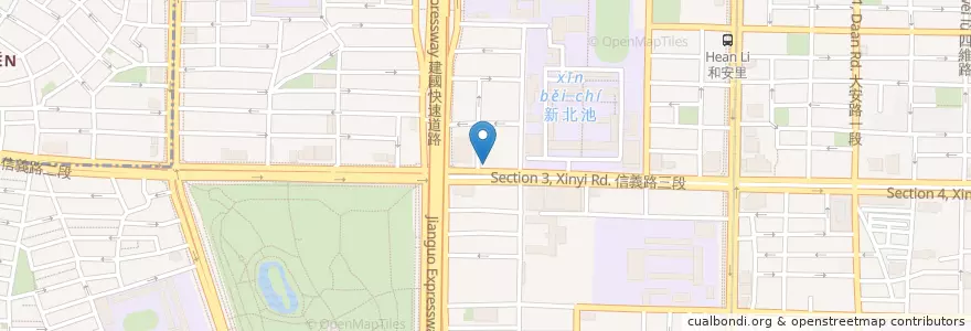 Mapa de ubicacion de 重慶抄手 en Taiwan, New Taipei, Taipei, Da'an District.