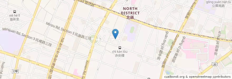 Mapa de ubicacion de 三十八番 en 臺灣, 臺南市, 中西區.
