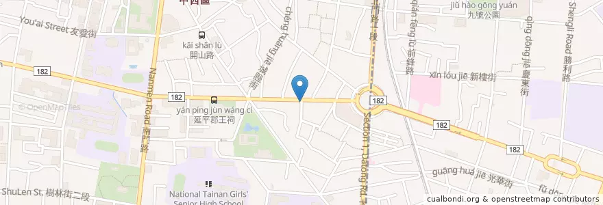 Mapa de ubicacion de 秋收燒烤 en Тайвань, Тайнань, 中西區.