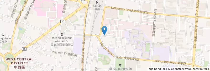Mapa de ubicacion de 經典咖哩 en Taiwan, 臺南市, 東區.