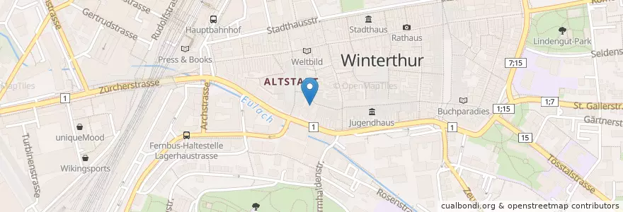 Mapa de ubicacion de Fahrenheit en سوئیس, زوریخ, Bezirk Winterthur, Winterthur.