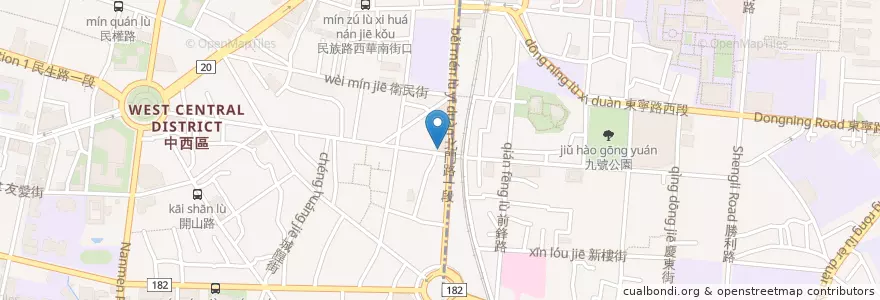 Mapa de ubicacion de 土地銀行 en 臺灣, 臺南市, 中西區.
