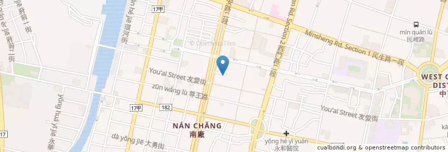 Mapa de ubicacion de 阿財(詹)點心 en Taiwan, Tainan, 中西區.