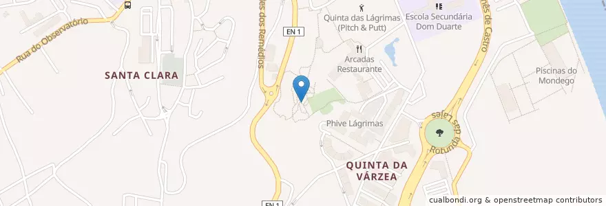 Mapa de ubicacion de Fonte dos Amores en 葡萄牙, Centro, Baixo Mondego, Coimbra, Coimbra, Santa Clara E Castelo Viegas.