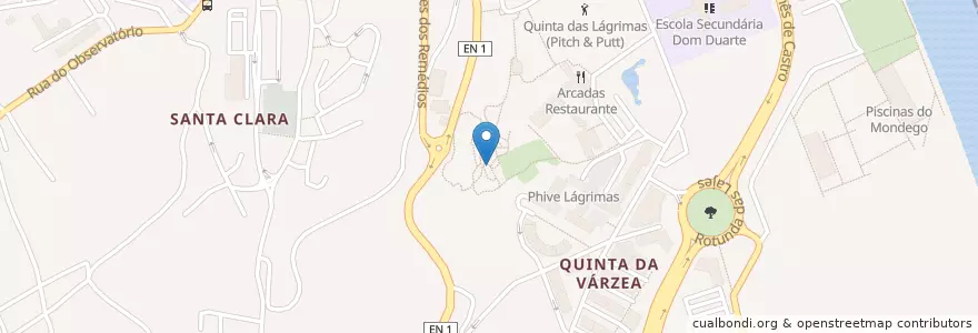 Mapa de ubicacion de Fonte das Lágrimas en 葡萄牙, Centro, Baixo Mondego, Coimbra, Coimbra, Santa Clara E Castelo Viegas.