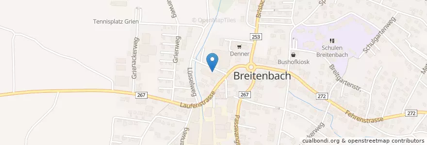Mapa de ubicacion de Garage Lantz en Schweiz/Suisse/Svizzera/Svizra, Solothurn, Amtei Dorneck-Thierstein, Bezirk Thierstein, Breitenbach.