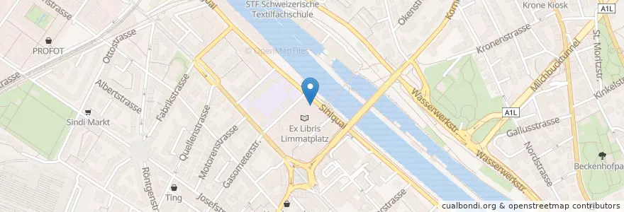 Mapa de ubicacion de Migrol Service Sihlquai en İsviçre, Zürih, Bezirk Zürich, Zürich.