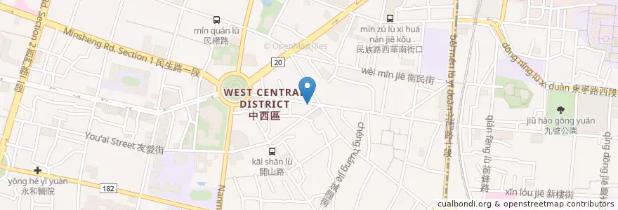 Mapa de ubicacion de 周眼科診所 en Taiwan, 臺南市, 中西區.